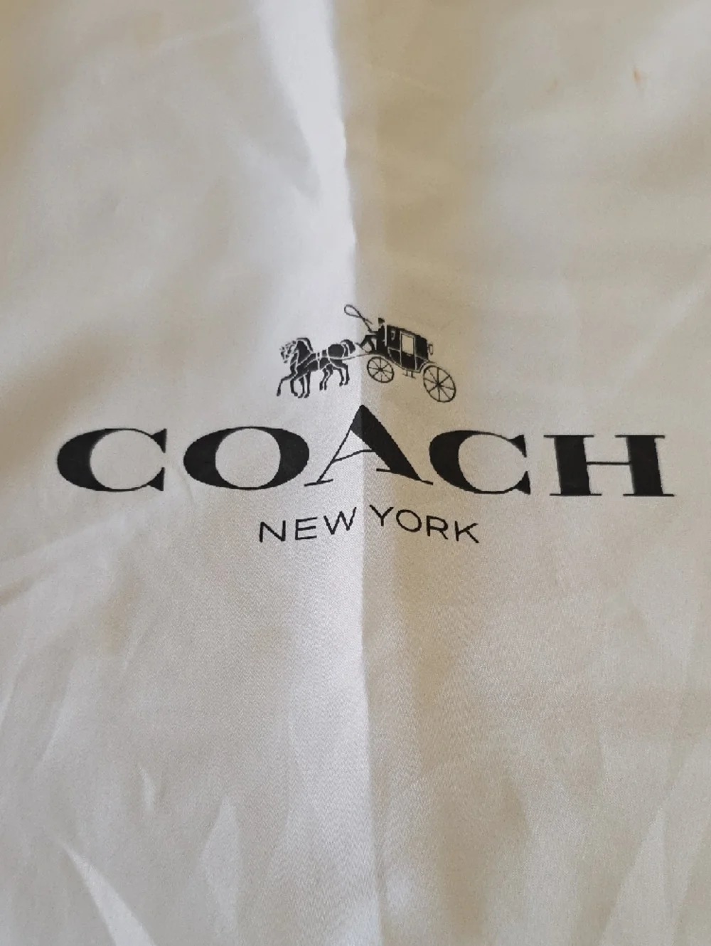 Coach White‎ Drawstring Dust Bag with Black Logo